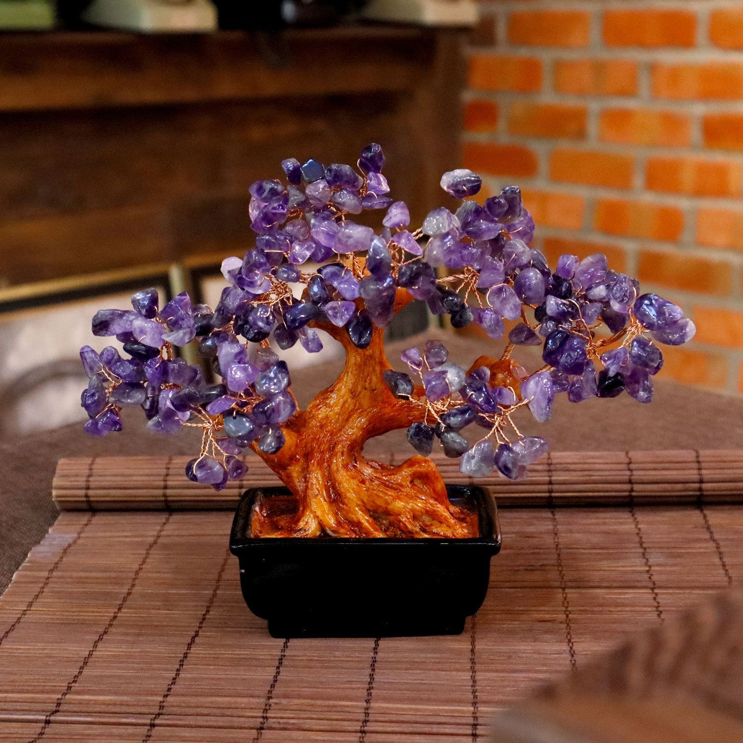 紫水晶招财树 - 长方形小盆