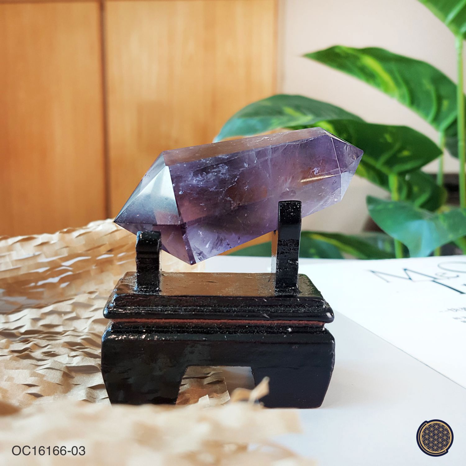 Amethyst Double Point With Wood Stand -80GM-90GM 